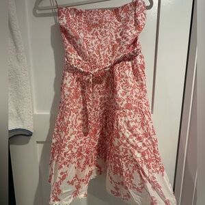 Poupette St. Barth Strapless Dress in Pink and White